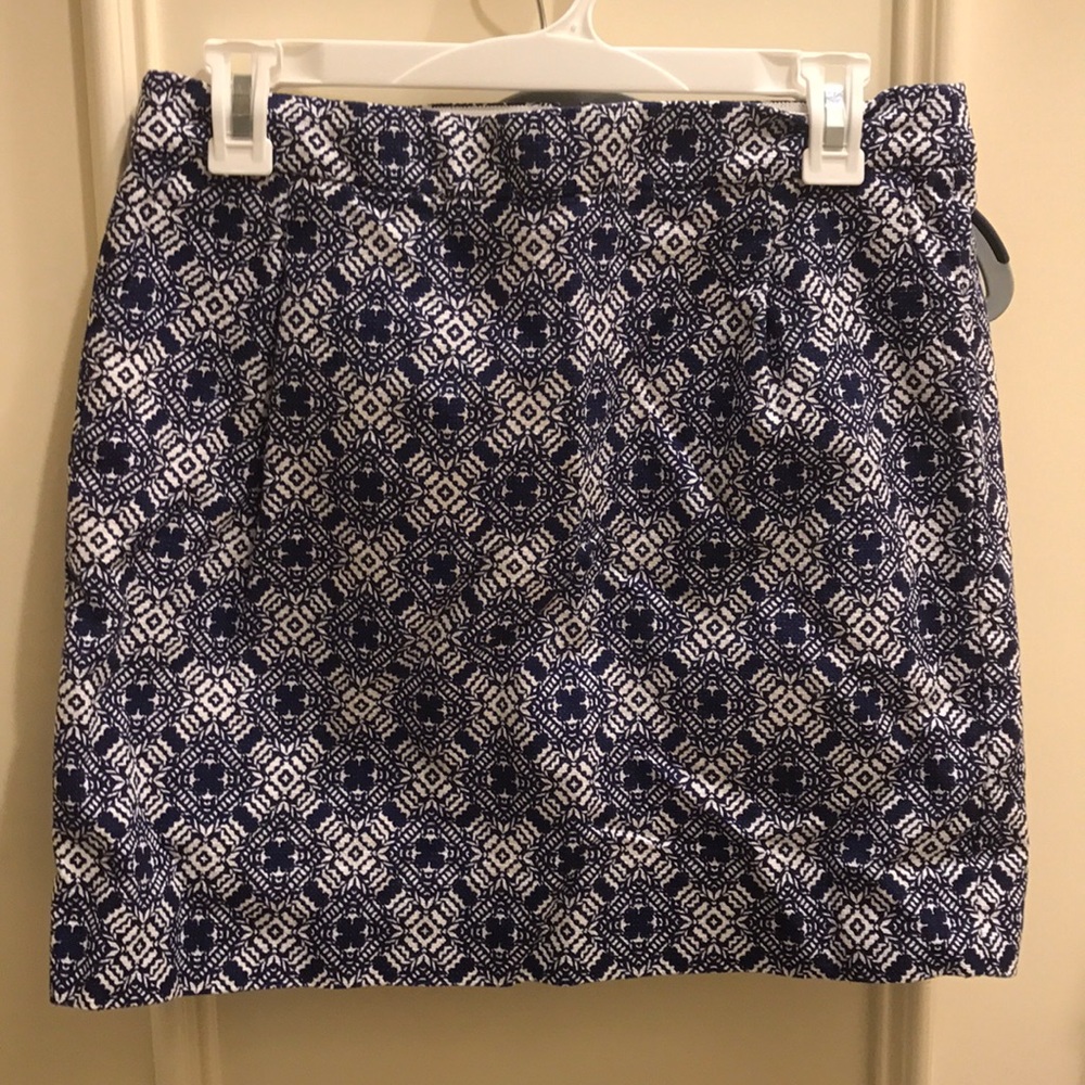 Jcrew Navy White Patterned Skirt